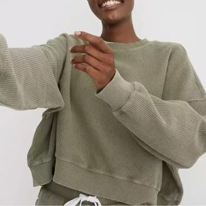 Aerie cropped corded sweatshirt